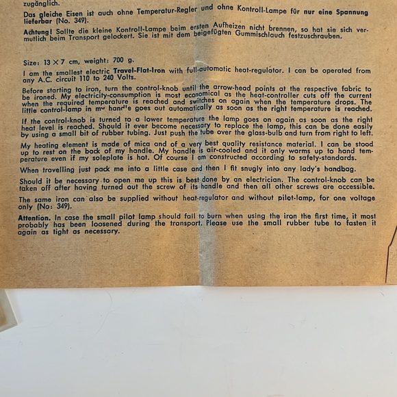 New vintage antique ZOELLER 1940’s-1950’s from West Germany smallest iron - Picture 10 of 16